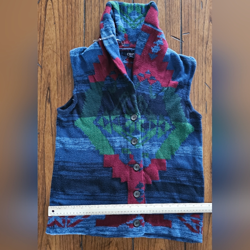 Chaps Denim Red and Blue Knit Vest
